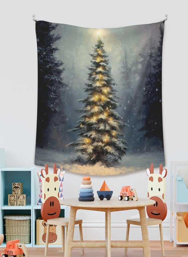 XLDLIOO Winter Christmas Tree Wall Tapestry, Moody Winter Xmas Wall Tapestry Hanging for Bedroom, Country Farmhouse Christmas Tree Holiday Tapestries Decor Art for Home Living Room 50x60in - Image 5